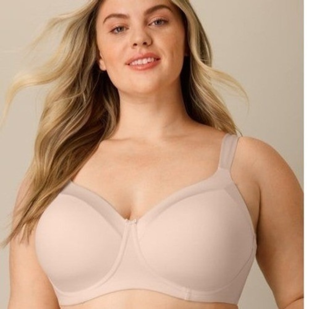 Playtex Full-Coverage Balconette Bra 42C Beige Moisture Wicking Wireless 4751
